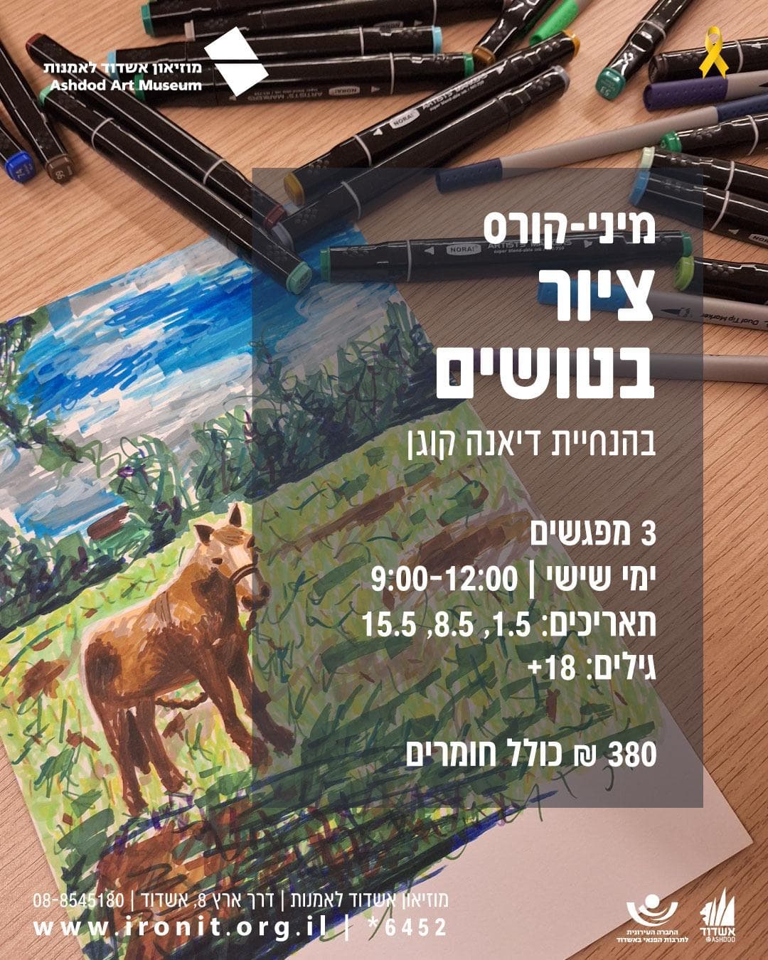 מיני קורס ציור בטושים עם דיאנה קוגן