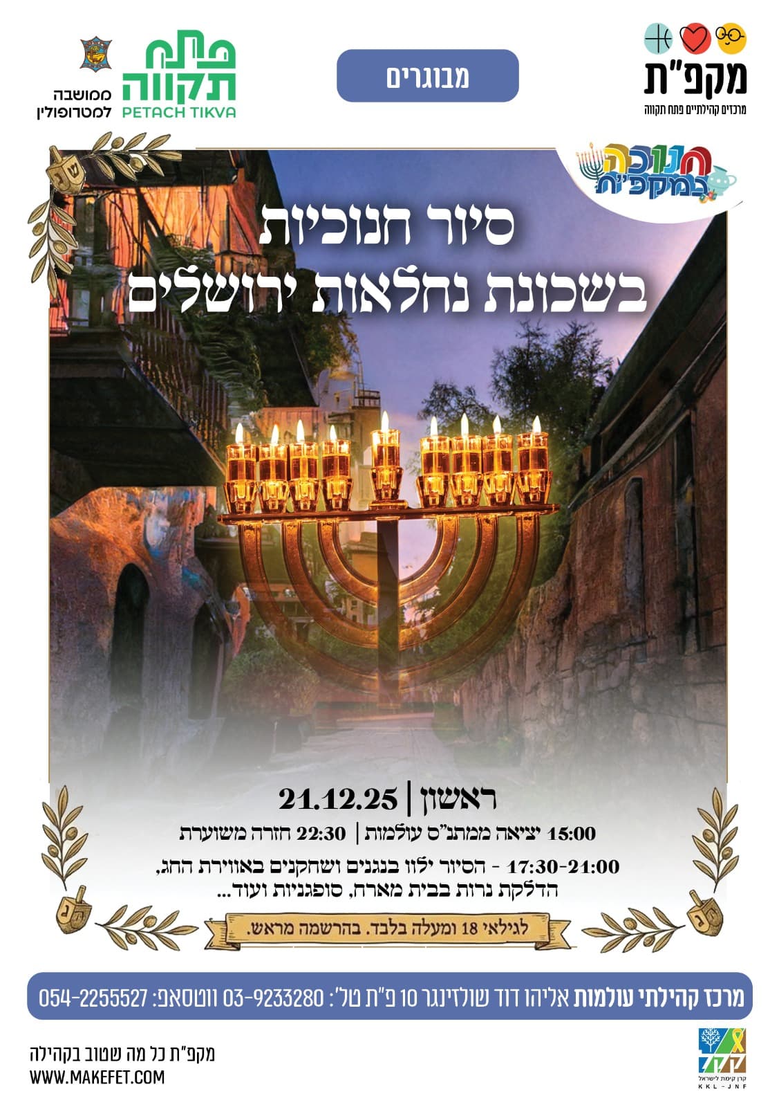 סיור חנוכיות בשכונת נחלאות ירושלים - עולמות