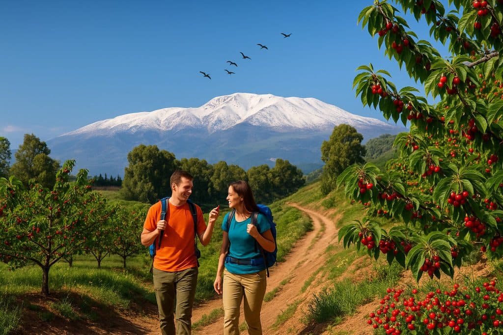 מיטיבי לכת בגולן, הר בשנית, קטיף דובדבנים